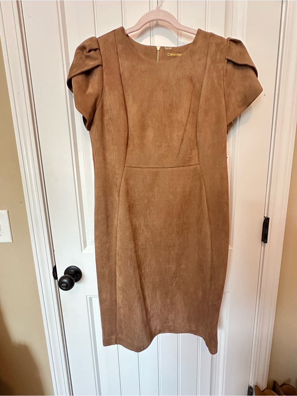 Calvin Klein Brown Faux Suede Sheath Dress